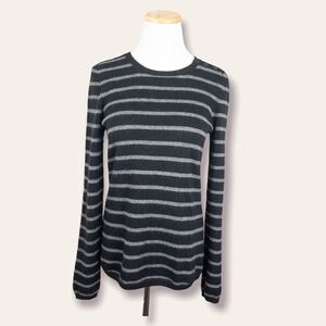 Aqua Cashmere Womens Black Grey Button Neck Sweater Size Small Knit Neutral